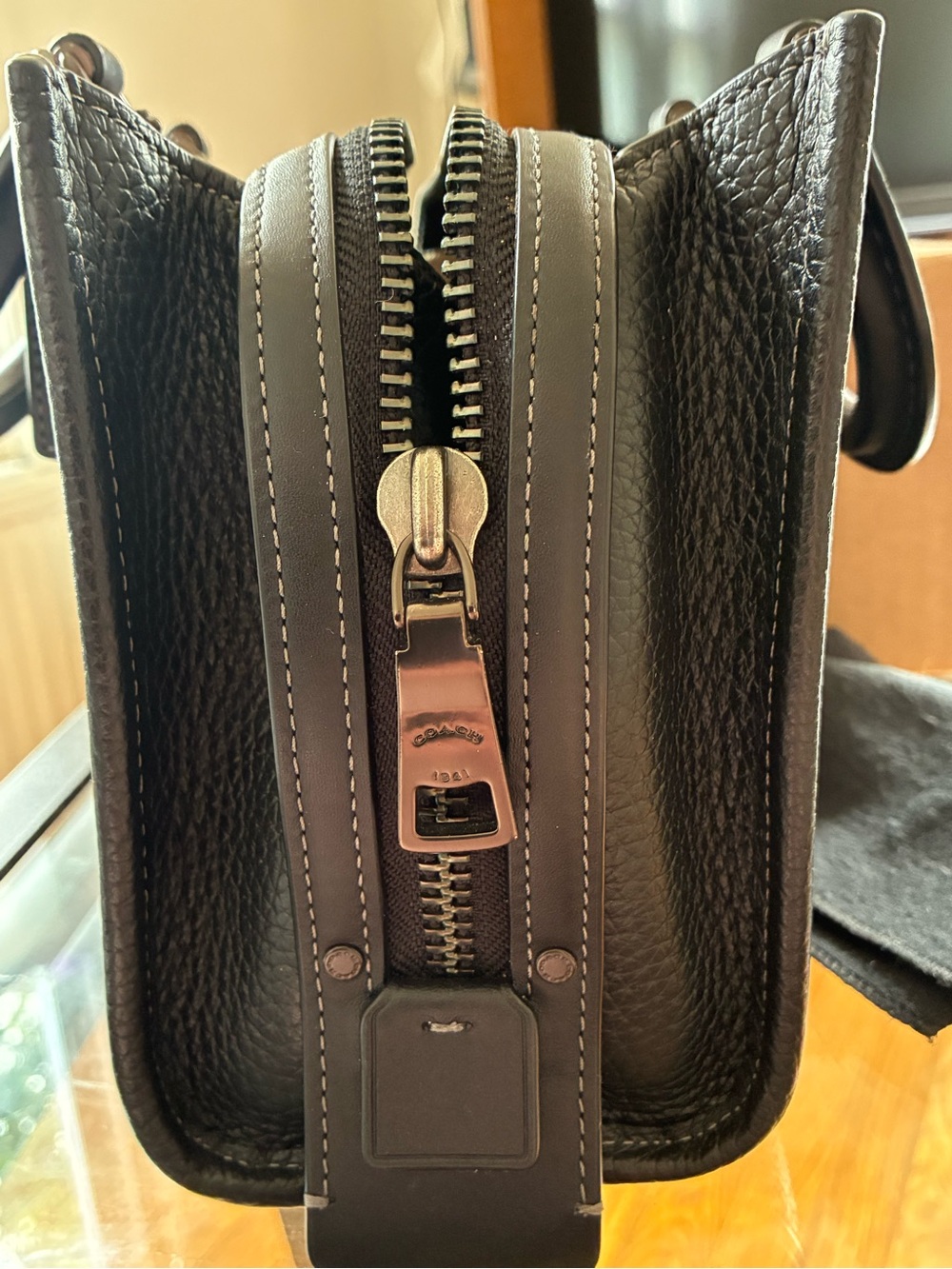 Coach Black Pebbled Leather colorblock rogue 20 - Picture 10 of 14